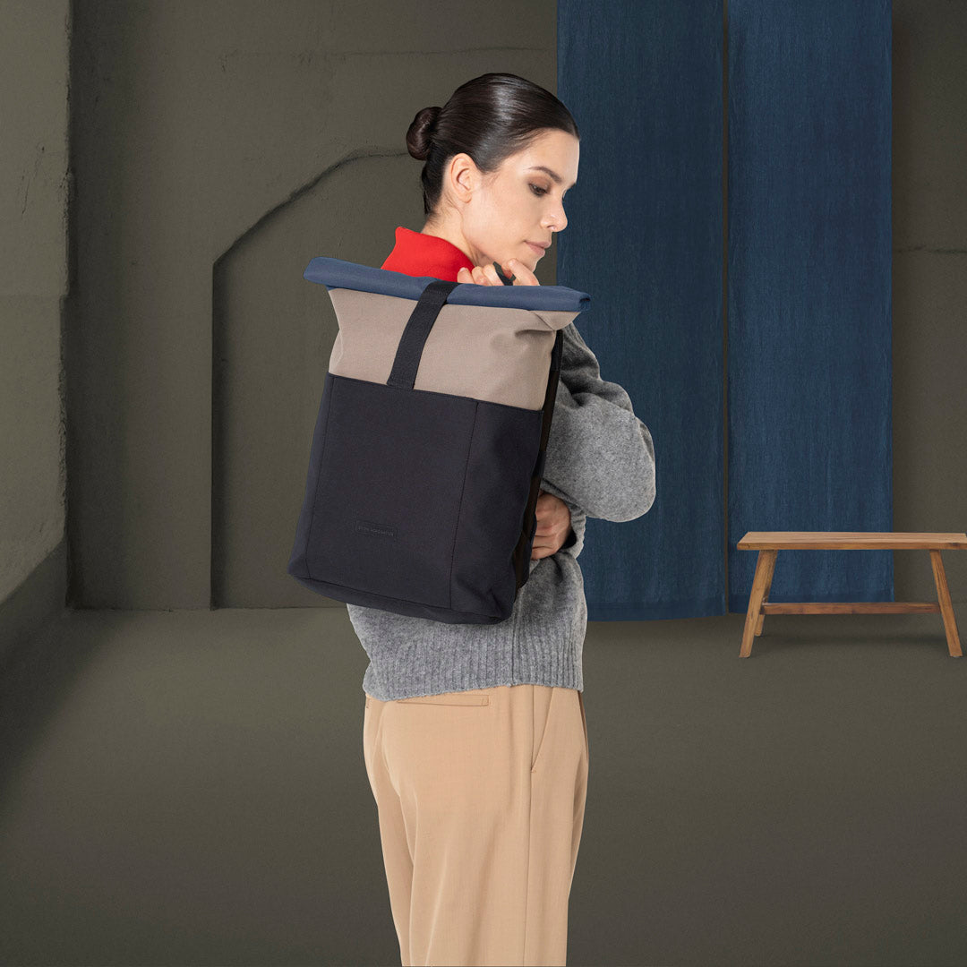 Hajo Roll-Top Backpack - Dark Sand - Black / Mini