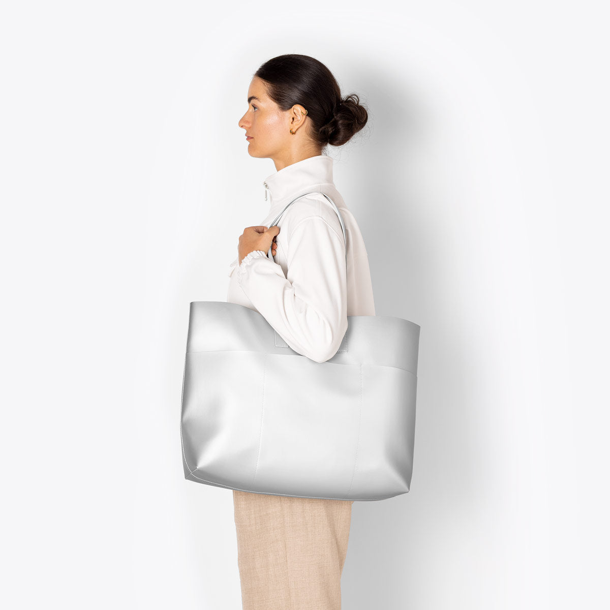 Emilia Tote Bag - Silver Metallic