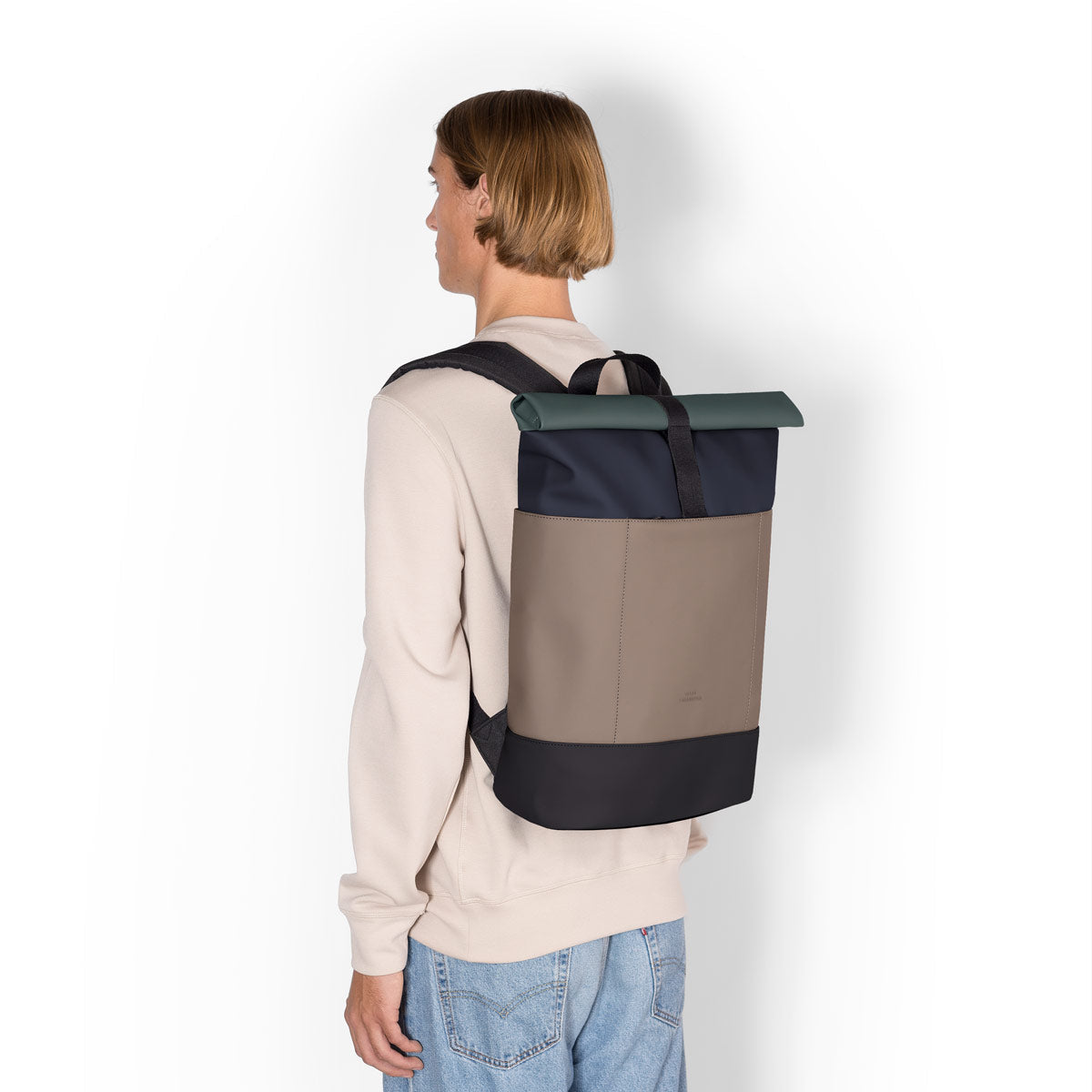Hajo Roll-Top Backpack - Dark Navy - Dark Sand / Medium