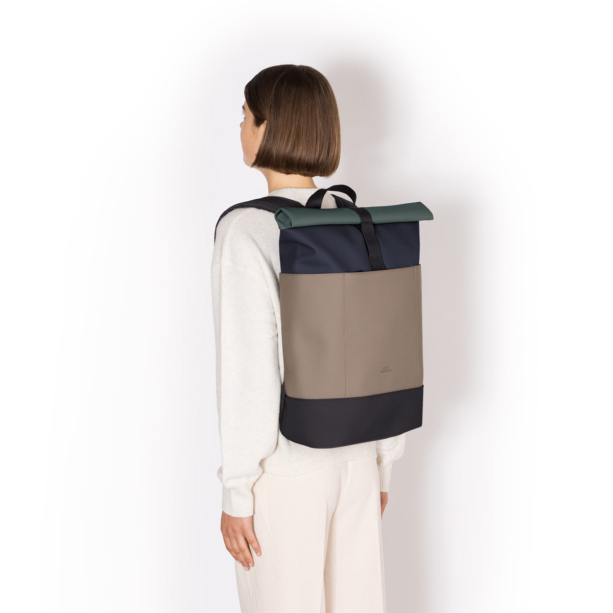 Hajo Roll-Top Backpack - Dark Navy - Dark Sand / Medium