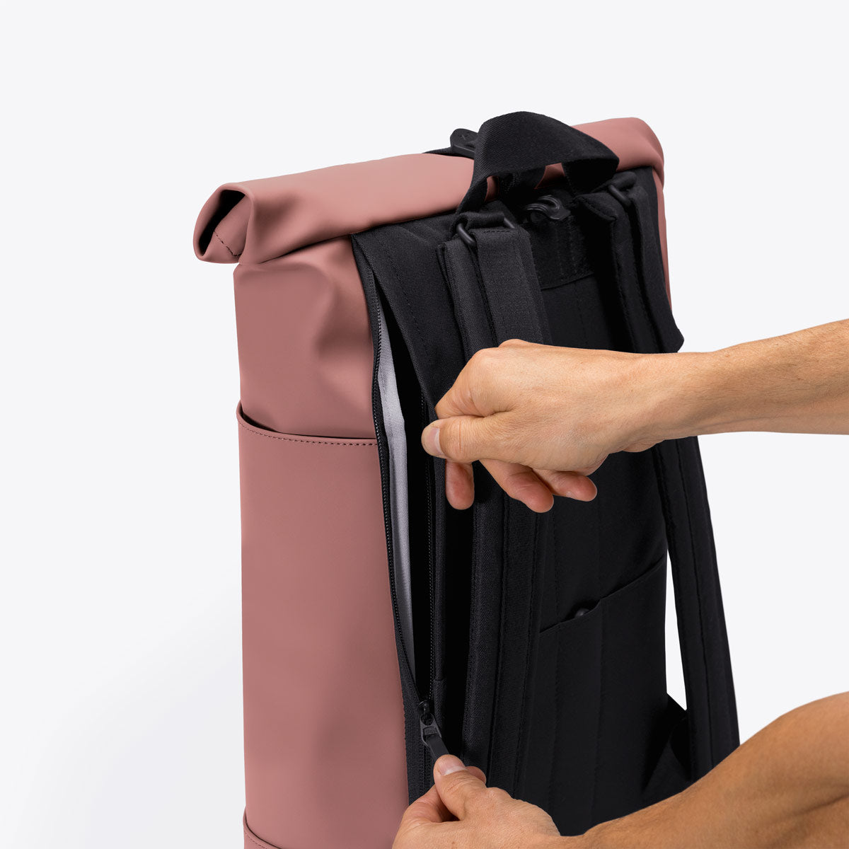 Hajo Roll-Top Pannier Backpack - Dark Rose / Medium