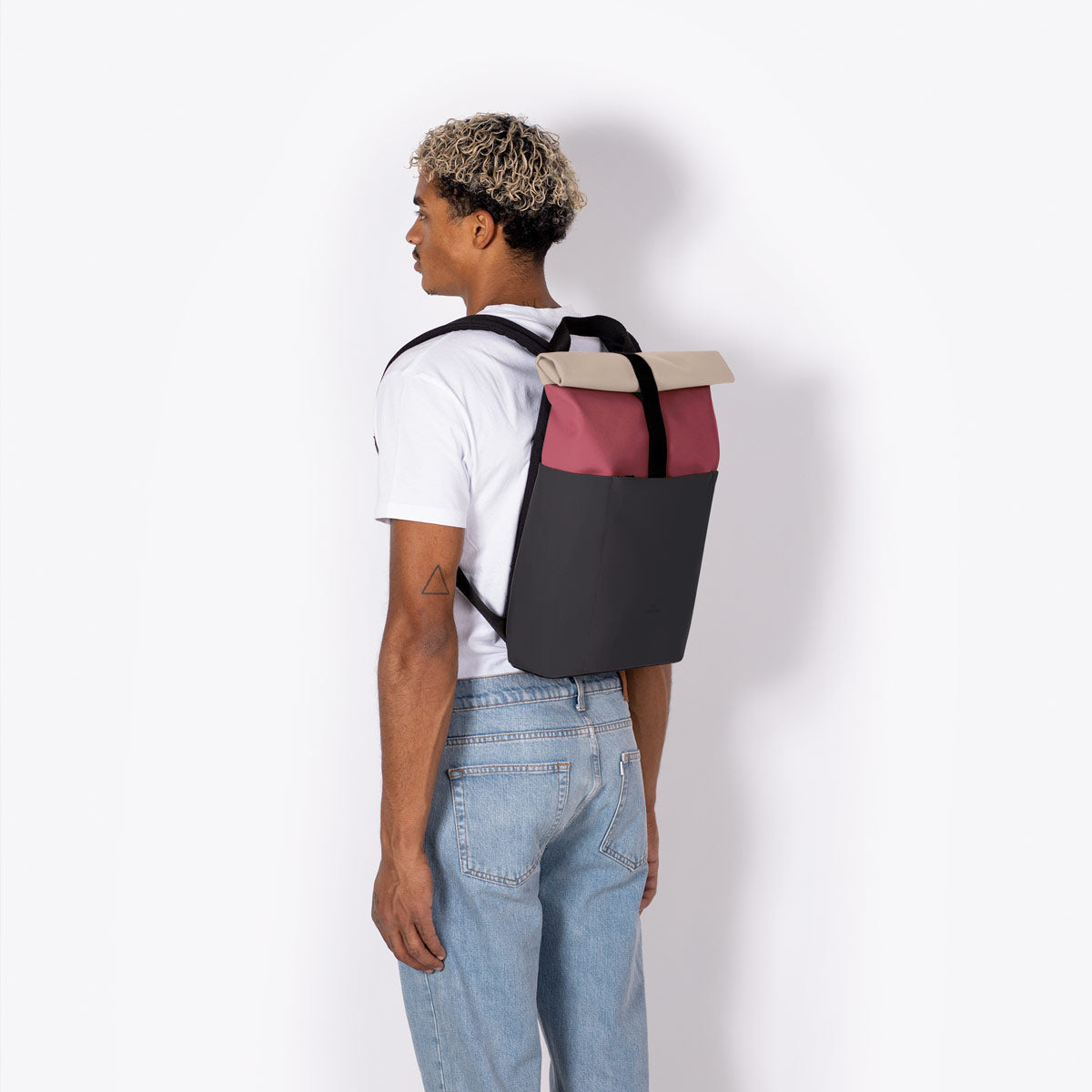 Hajo Roll-Top Backpack - Burgundy - Black / Mini