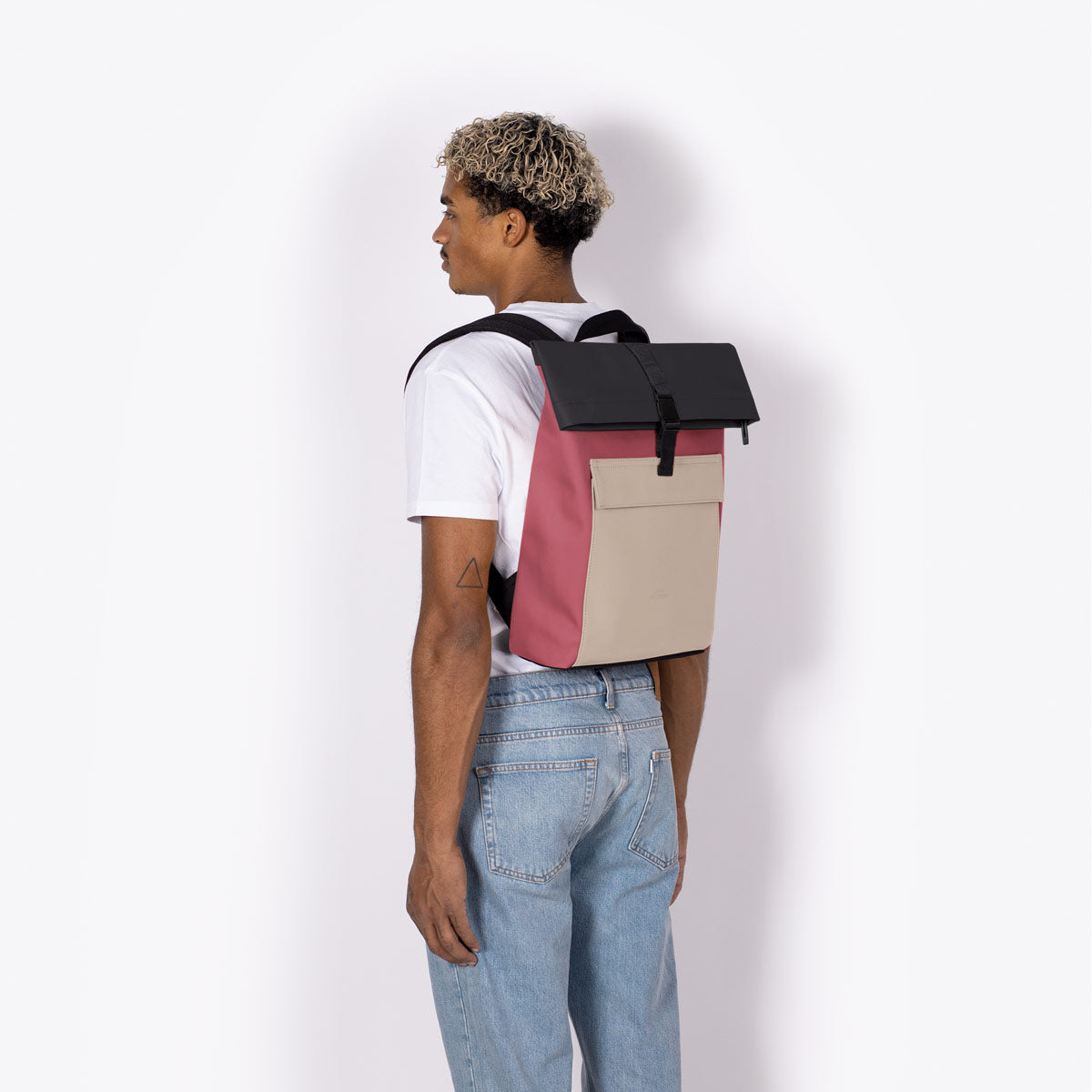 Jannik Roll-Top Backpack - Burgundy - Sand / Mini