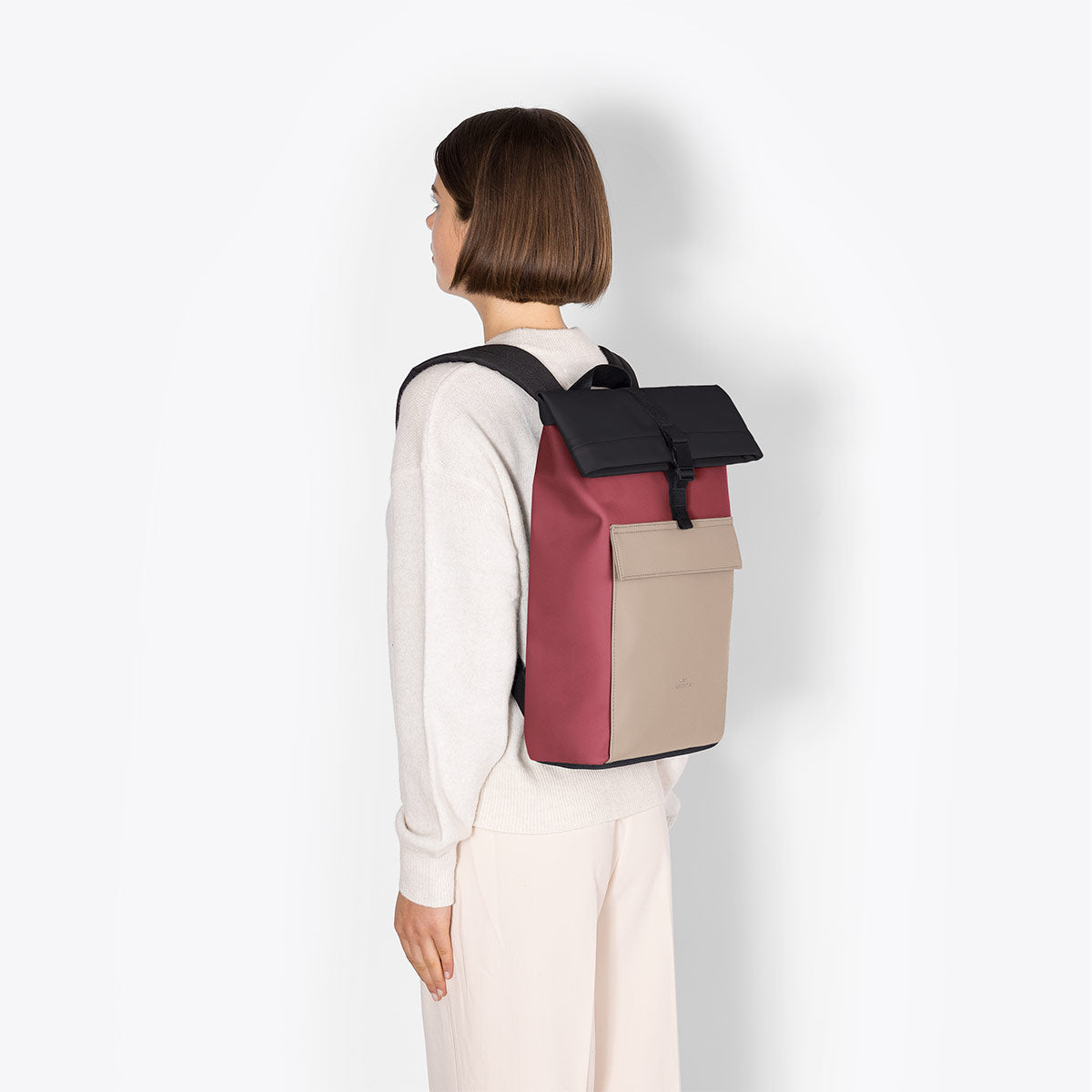 Jannik Roll-Top Backpack - Burgundy - Sand / Mini