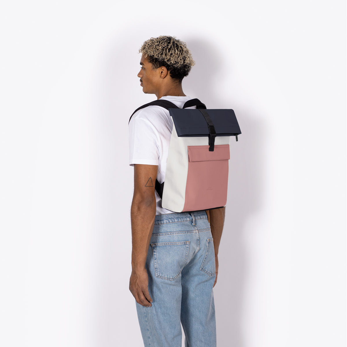 Jannik Roll-Top Backpack - Glacier Grey - Dark Rose / Mini