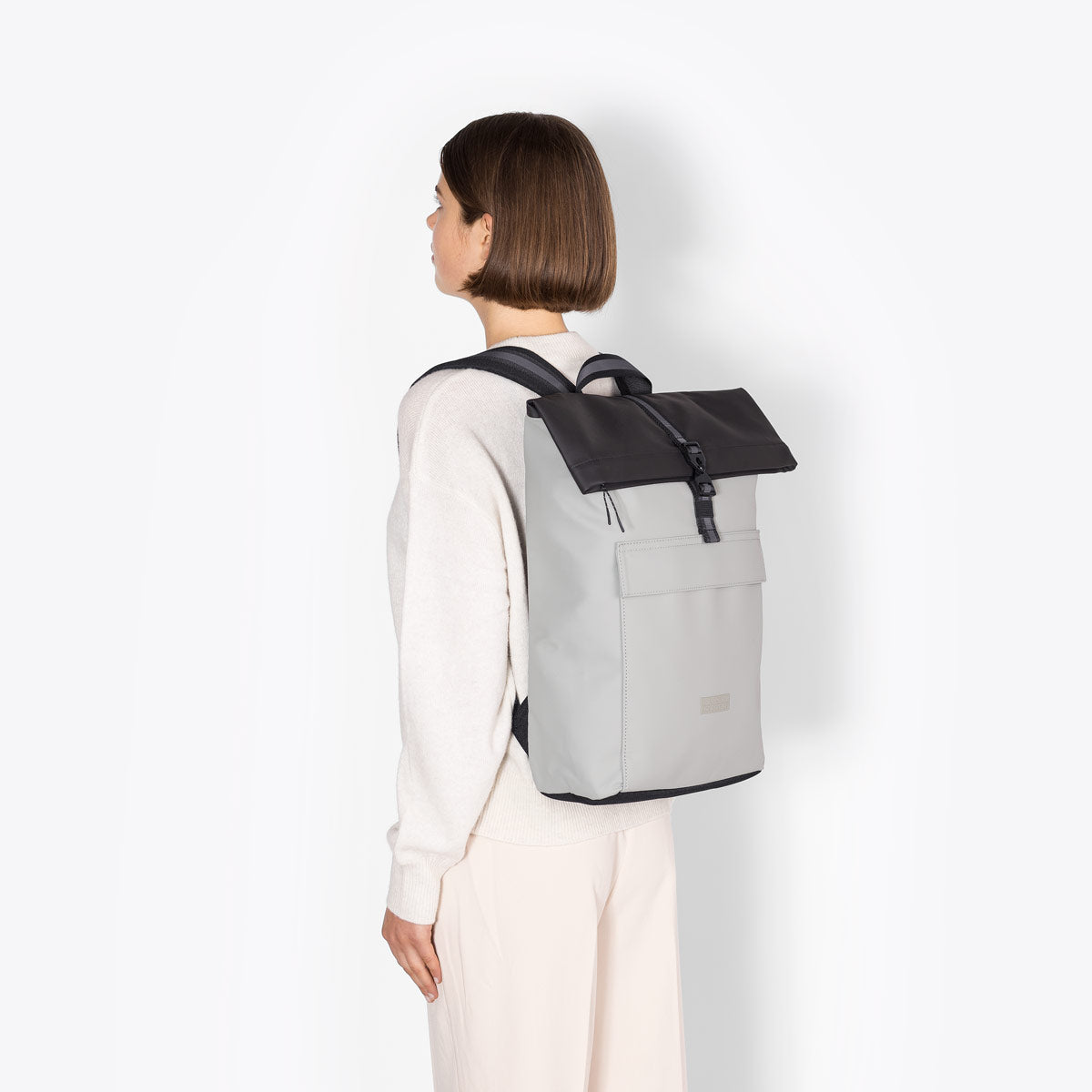 Jasper Roll-Top Backpack - Light Grey - Black / Medium