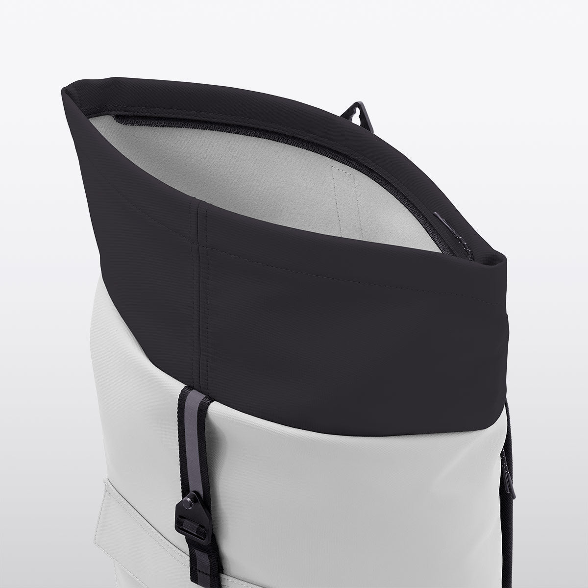 Jasper Roll-Top Backpack - Light Grey - Black / Medium