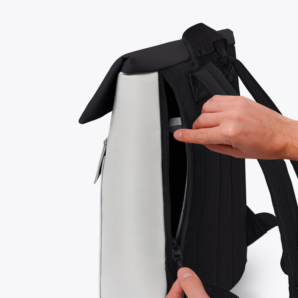 Jasper Roll-Top Backpack - Light Grey - Black / Mini