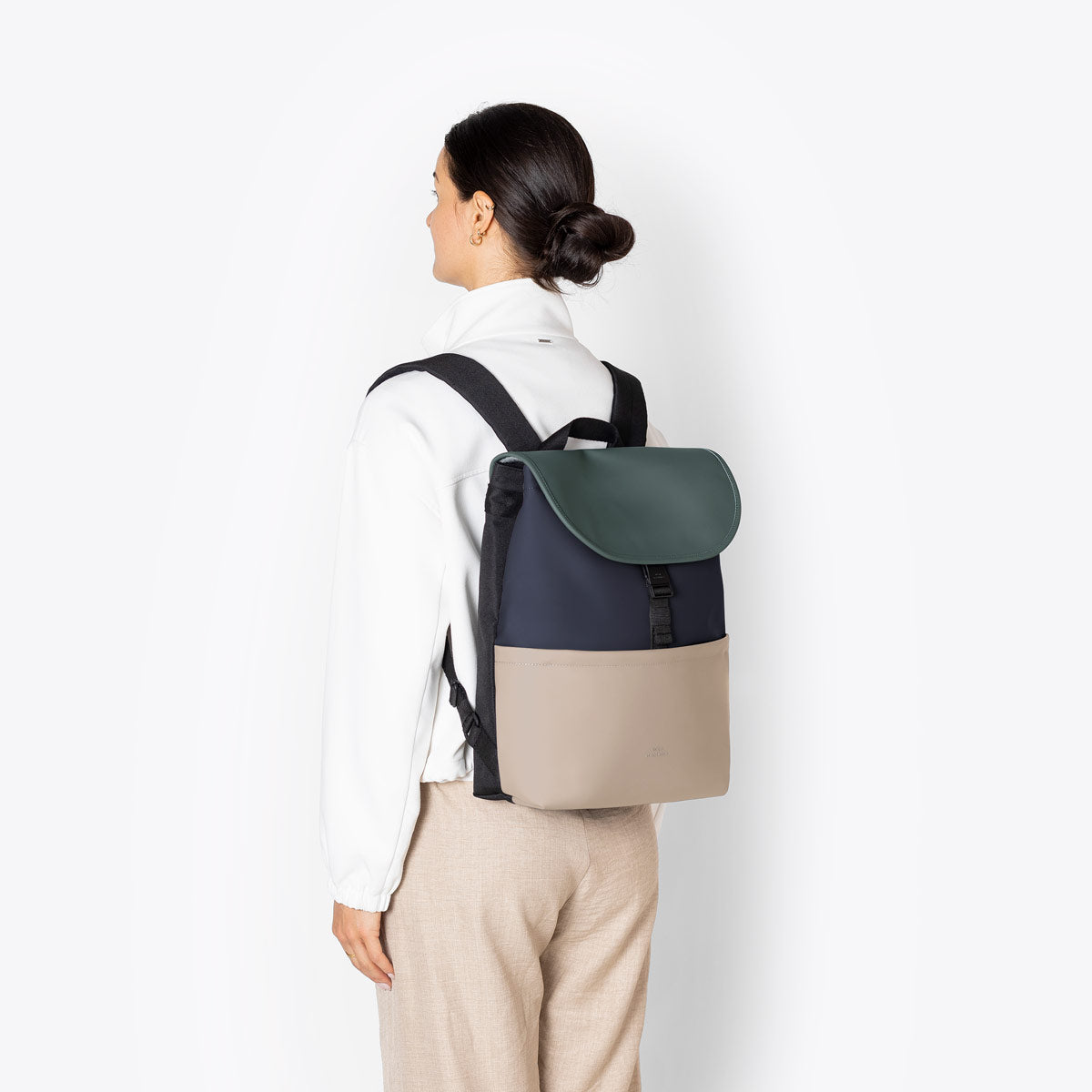 Mion Flap-Top Backpack - Dark Navy - Dark Sand