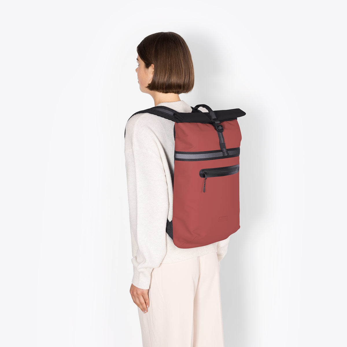 Niklas Roll-Top Backpack - Hibiscus - Black
